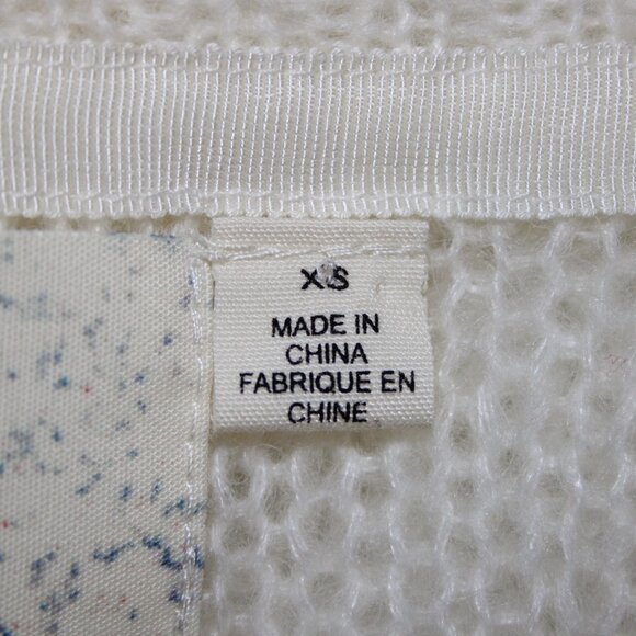 Rosie Neira Sz XS Ivory Knit Cable 3/4 Sleeve Oversize Acrylic Blend Sweater - Picture 10 of 13